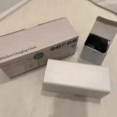 置くだけ充電 Wood LED Clock 置時計 ホワイト plus deco
