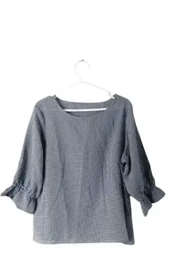 【新品未使用】カットソー プルオーバー ギンガムチェック 五分袖