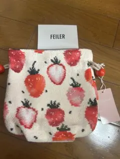 FEILER ストロベリードット 巾着バッグ アイボリー 完売品 フェイラー ストロベリー ドット 巾着バッグ ラブラリーバイフェイラー