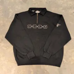 90's USA製BRINDAR ハーフジップ ゴルフ 古着トレーナー ブラック