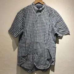 ラルフローレン 半袖シャツ BLAIRE チェック BDシャツ M ネイビー