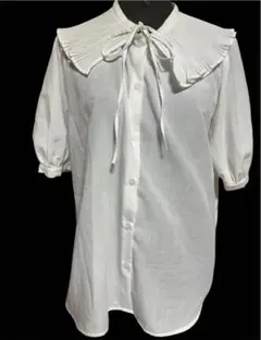 地雷系フリル付きホワイトシャツ 半袖 【極美品】