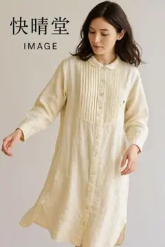 ★未使用品！快晴堂アイボリー 丸襟ピンタックプリーツ バンドカラー ワンピース