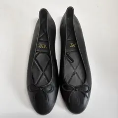 ZARA フラットシューズ バレエシューズ ブラック 41のサムネイル