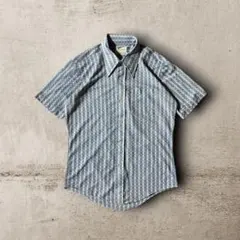 超希少70s vintage Cascadeレトロ総柄ストライプシャツブルー M