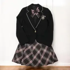 卒業式 女の子 フォーマルスーツ 3点セット ジャケット スカート　リボン付き
