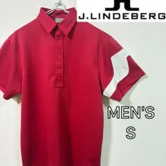 【J.LINDEBERG】吸水速乾　半袖ポロシャツ　メンズＳ　レッド　海外モデル