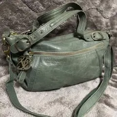 zucchero filatoレザーショルダーバック　Y2K 2way グリーン