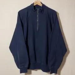90's【LAND'S END】ハーフジップスウェット　ネイビー　ボックス型