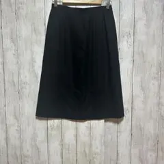 ニナリッチ黒ブラックAラインオフィス膝下フレアきれいめスカート【L】