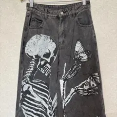 XLARGE デニムパンツ ブラック 刺繍 スカル - メルカリ