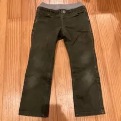 オリーブグリーンの長ズボン ウエストゴム付き