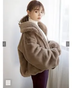 GRL ファーショールコート　モカ　on016