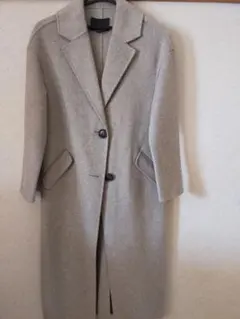 ベージュ ウール混合 ロングコート