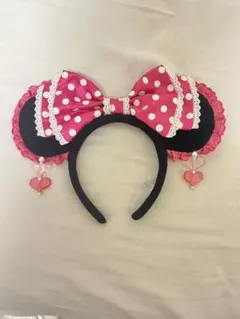 ディズニー ミニー イヤリング カチューシャ 水玉 ピンク レース