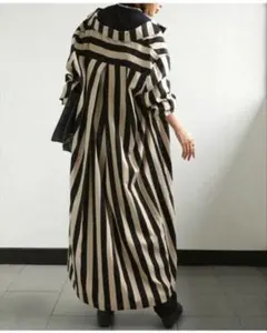 未使用 アンティカ ストライプ ロングジャケット ロングシャツワンピース