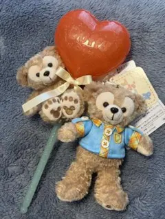 ダッフィー　2点セット　 ぬいぐるみスティック　 ぬいぐるみバッジ　ぬいば
