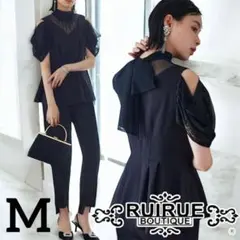 ルイルエブティック　オープンショルダートップス＆パンツドレス ブラック