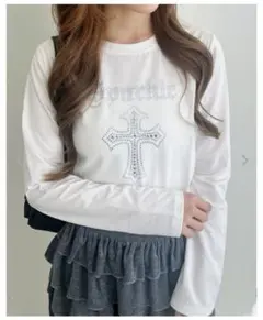 INGNI ラインストーン ロングTシャツ M 長袖トップス