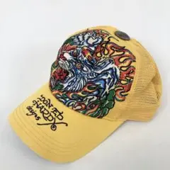 美品　エド・ハーディー　Ed Hardy メッシュキャップ　イエロー　フリー