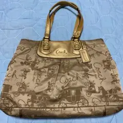 Coach キャリッジ柄 トートバッグ ゴールドのサムネイル