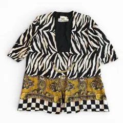 ヴェルサーチ　VERSACE　ゼブラ柄　バロック柄　チェーン付きブラウス　44のサムネイル