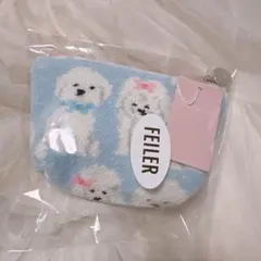 ラブラリーバイフェイラー モフモフワンチャン 舟型ポーチS ペールブルー