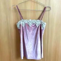 Bye Bye ベルベットレースキャミソール ピンク