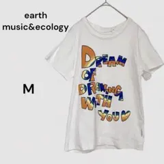 アース ミュージック＆エコロジー【M】　半袖Tシャツ　プリント　綿100%