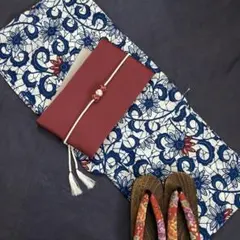 臙脂♪綿麻浴衣 翠風に揺れる露草☆高級 綿麻浴衣☆新品 浴衣セット 3