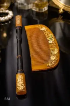 大ぶり 金蒔絵 櫛 簪 本鼈甲可能性あり アンティーク