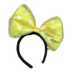 ディズニー　ミニーマウス 水玉リボンカチューシャ　黄色　イエロー