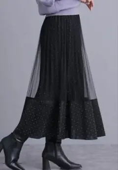 Nohea（ノヘア） Ｍラインストーン付き チュールスカート プリーツスカート黒
