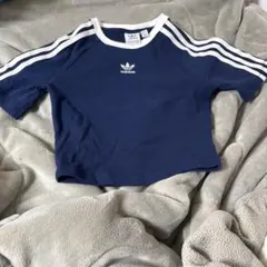 adidas Originals クロップドTシャツ ネイビー