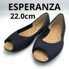 エスペランサ オープントゥパンプス ネイビー 22 ESPERANZA メッシュのサムネイル