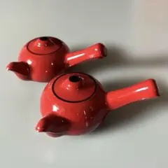 【希少】急須型 箸置き 箸置2個セット 朱色（樹脂製） ※まとめ買いも可