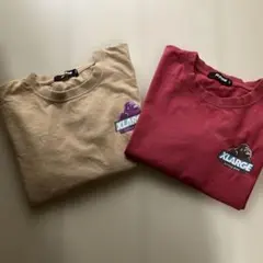 土日セール‼️x large 130 ロンT2点セット　赤、ベージュ