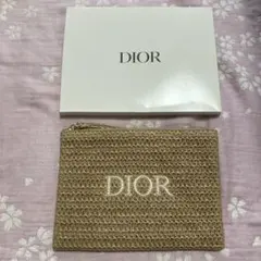 【未使用】Dior ベージュ 編み物ポーチ ファスナー付き