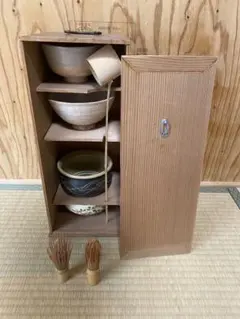 茶道具一式短冊箱 萩焼 松緑窯 高麗茶碗 井戸茶碗 高山作 平茶碗 建水柄杓茶筅
