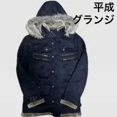 GILEVANS ネイビー　ジャケット ファー付き 古着 平成 グランジ y2k