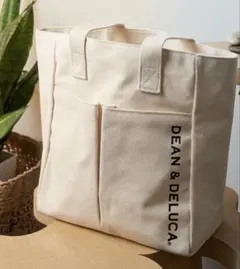 新品 キャンバストート ホワイト白 シンプル 肩掛け 外ポケット付