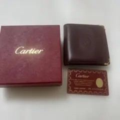 【美品・箱付】カルティエ 二つ折り財布 マストライン ボルドー レザー 正規品