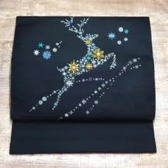 希少⭐︎名古屋帯 サンタとトナカイ クリスマス nob2309002-1.jpg