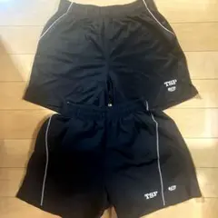TSP 卓球用 黒 ショートパンツ 2枚セット