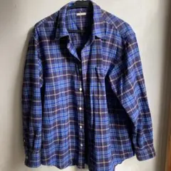 GU青紫チェック柄ネルシャツ