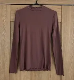 CINEMA CLUB 長袖トップス　フリルネック　ハイネック　リブ　S