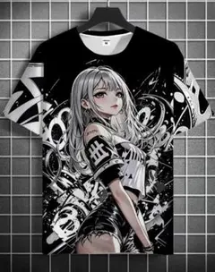 アート　イラスト　マンガ　ストリート　モノトーン　メンズ　Tシャツ　Ⅿサイズ