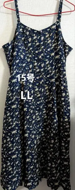 レディース15号ネイビー 花柄 キャミワンピース