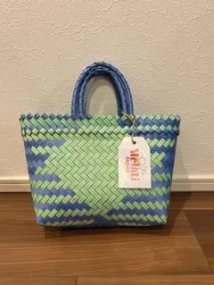 パサールバッグ（ブルー×グリーン）　カゴバッグ