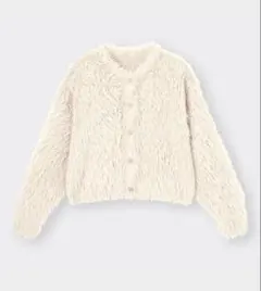 GU フェザーヤーンクロップドカーディガン　S